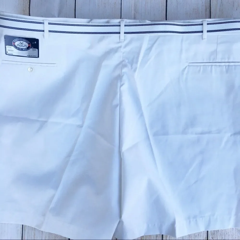 Knightsbridge White W/Belt Shorts Flat Front 50